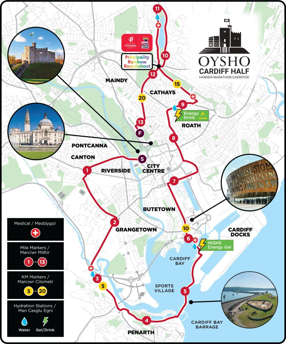 Cardiff Half Marathon course map